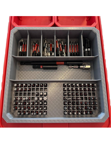 Porta brocas Milwaukee PACKOUT 7 compartimentos 3D gris