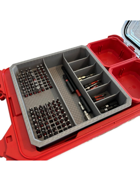 Porta brocas Milwaukee PACKOUT 7 compartimentos 3D gris