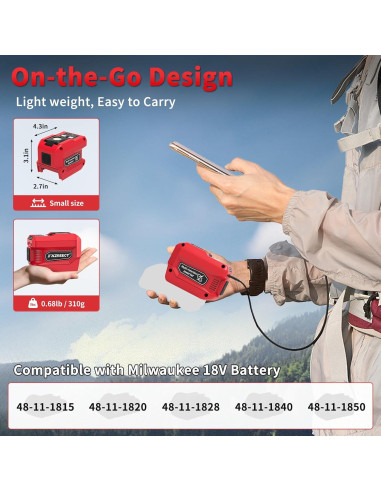 Inversor de Potencia 220W Kzreect DC 18V a AC 110V USB-C