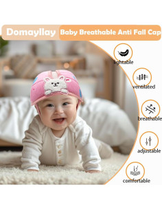 Casco de Seguridad para Bebés Domayllay Conejo Blanco Ajustable 2