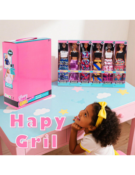 Set de 6 Muñecas Afroamericanas Posables 11.5" con Accesorios