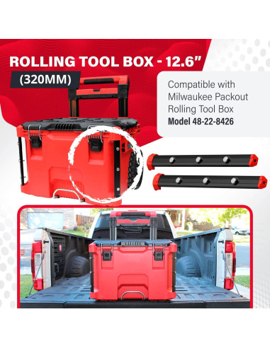 Rieles Alpha para Milwaukee Packout 320mm - Negro