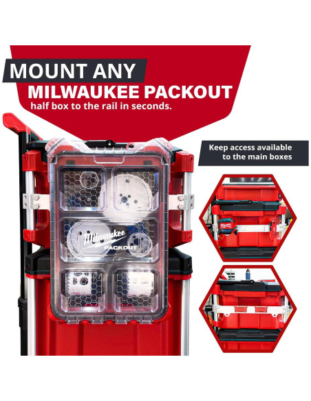 Soporte de Riel Milwaukee Packout - Aluminio Resistente Plata