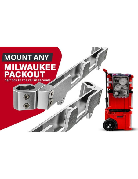 Soporte de Riel Milwaukee Packout - Aluminio Resistente Plata