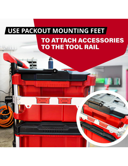 Soporte de Riel Milwaukee Packout - Aluminio Resistente Plata