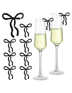 24 Etiquetas de Bebida con Lazos Negros Acrílicos para Fiestas