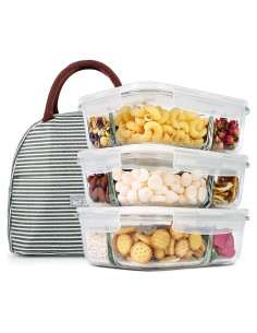 Contenedores de Vidrio DAS TRUST 3 Paquetes 1020ml A Prueba de Fugas