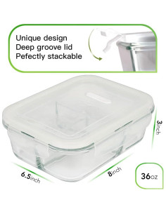 Contenedores de Vidrio DAS TRUST 3 Paquetes 1020ml A Prueba de Fugas 2