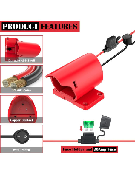 Adaptador de Batería Milwaukee M12 2 Paquetes 12V con Fusible