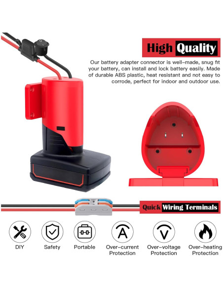 Adaptador de Batería Milwaukee M12 2 Paquetes 12V con Fusible