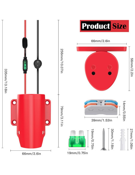 Adaptador de Batería Milwaukee M12 2 Paquetes 12V con Fusible