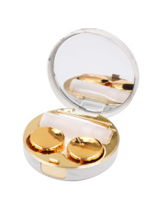 Estuche de Lentes de Contacto Honbay Redondo Dorado con Espejo