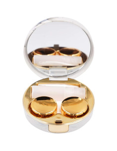 Estuche de Lentes de Contacto Honbay Redondo Dorado con Espejo 2