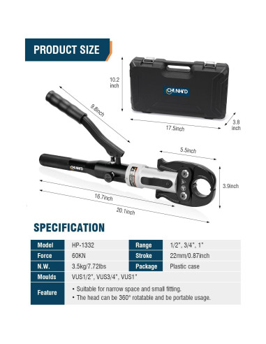 Juego de herramientas de prensado CHANHYD para tubos de cobre