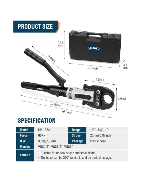 Juego de herramientas de prensado CHANHYD para tubos de cobre