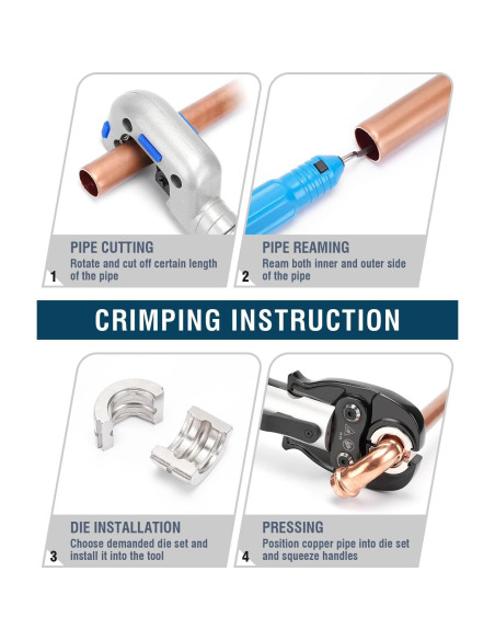 Juego de herramientas de prensado CHANHYD para tubos de cobre