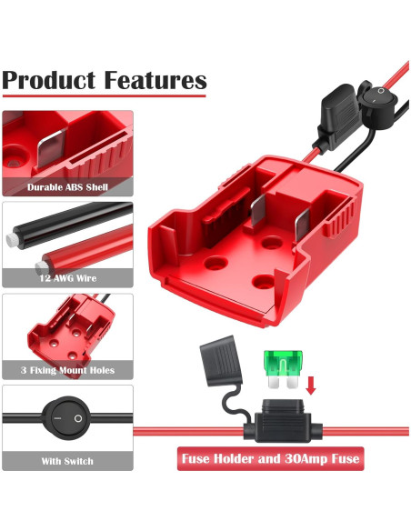 3 Adaptadores de Batería Power Wheel Milwaukee M18 18V