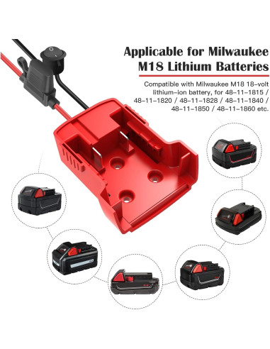 3 Adaptadores de Batería Power Wheel Milwaukee M18 18V