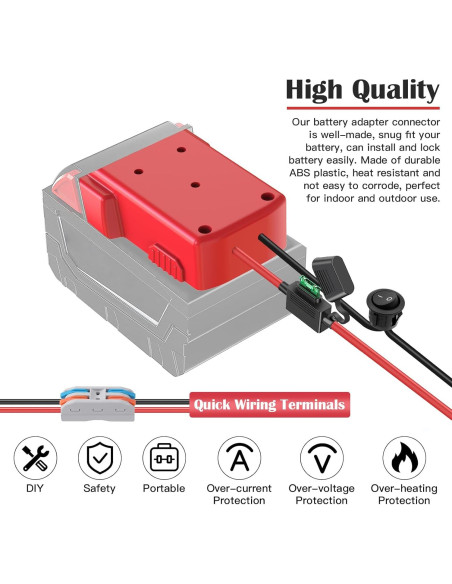 3 Adaptadores de Batería Power Wheel Milwaukee M18 18V