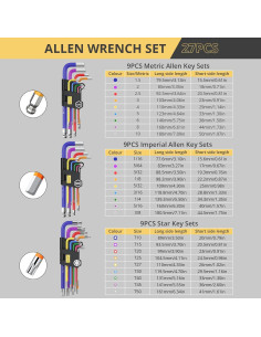 Juego de Llaves Allen AMTOVL 27 Piezas Métricas y SAE 2