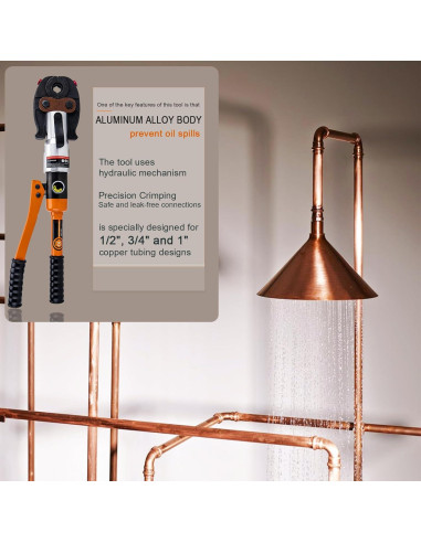 Herramienta de Crimpado ASDFGHT Tubos de Cobre 1,27-2,54 cm