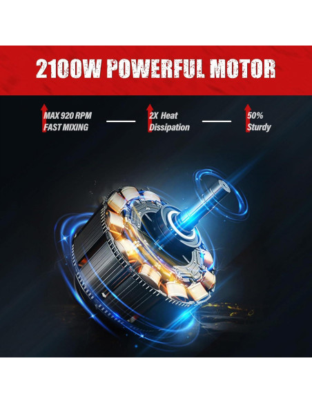 Mezclador de Cemento IMAYCC 2100W 6 Velocidades Portátil