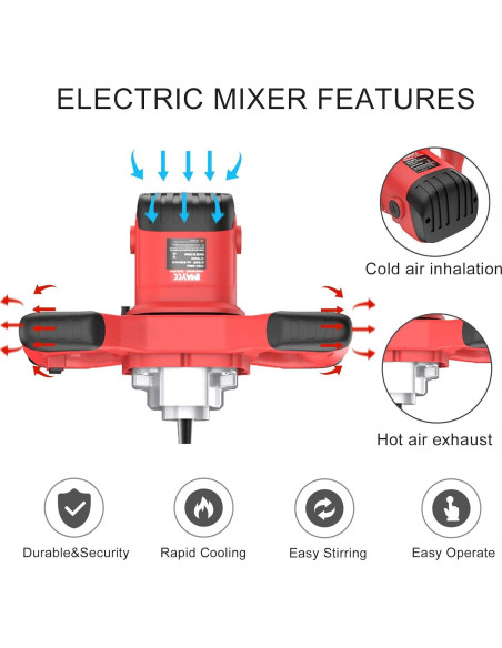 Mezclador de Cemento IMAYCC 2100W 6 Velocidades Portátil