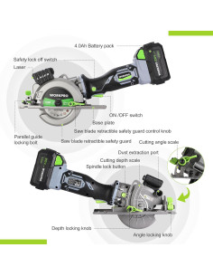Sierra Circular Mini WORKPRO 20V 4-1/2" Inalámbrica 2