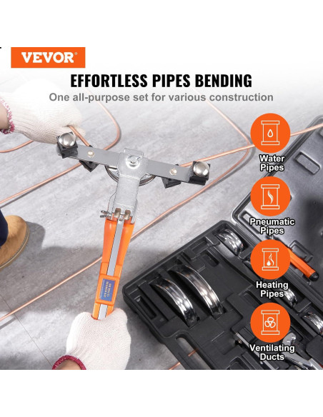 Dobladora de Tubos VEVOR 1/4"-7/8" 90 con 7 Matrices
