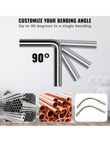 Dobladora de Tubos VEVOR 1/4"-7/8" 90 con 7 Matrices