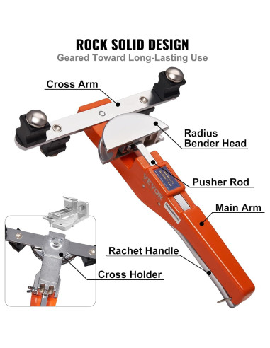 Dobladora de Tubos VEVOR 1/4"-7/8" 90 con 7 Matrices