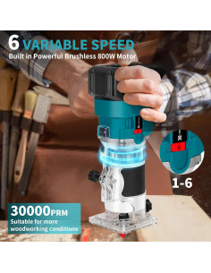 Fresadora de Madera Inalámbrica Canbrake 21V con 20 Puntas 2