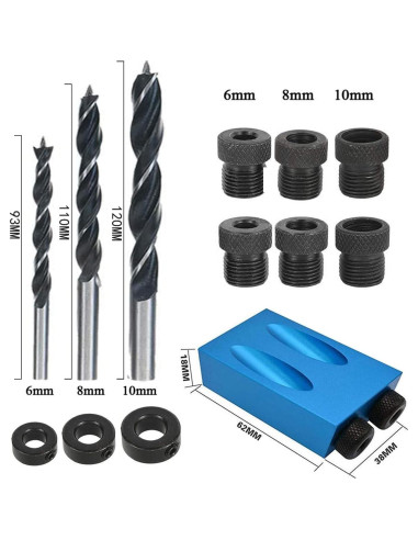 Kit de Plantilla de Agujeros VELNUT 14 Piezas - Carpintería