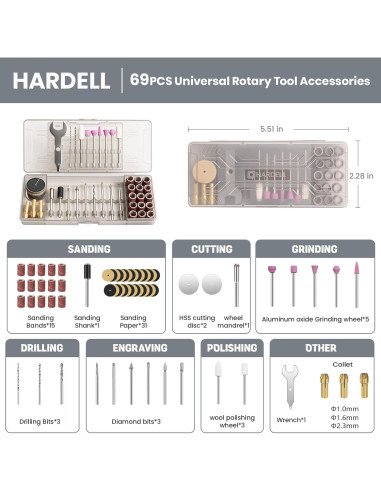Herramienta Rotativa Inalámbrica HARDELL 4V 69 Accesorios