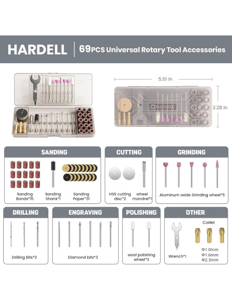Herramienta Rotativa Inalámbrica HARDELL 4V 69 Accesorios