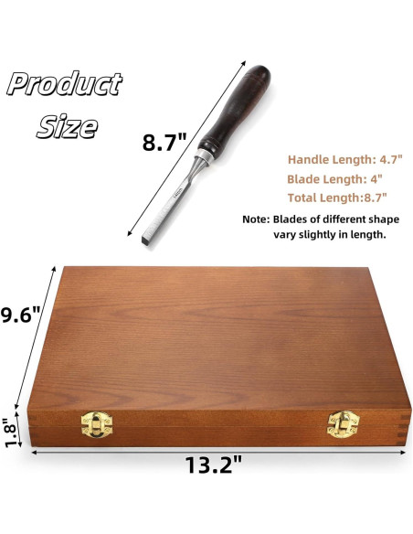 Juego de 12 Cinceles de Tallado Covzoe con Caja de Madera