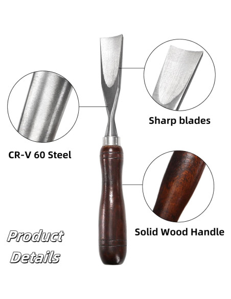 Juego de 12 Cinceles de Tallado Covzoe con Caja de Madera