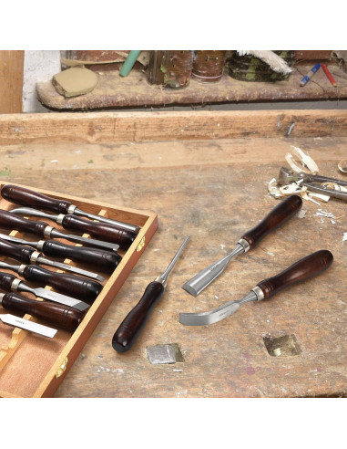 Juego de 12 Cinceles de Tallado Covzoe con Caja de Madera