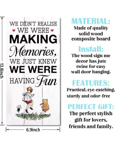 Letrero de Madera Winnie Pooh 35x17.5cm Decoración de Pared 2