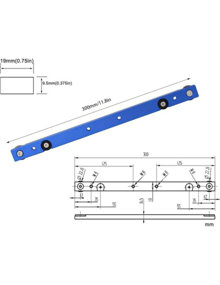 Barra de Inglete GoldHui 300mm Aluminio Azul Accesorios