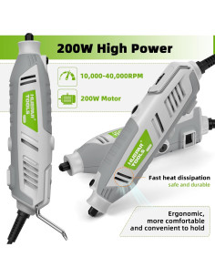 Kit de Herramientas Rotativas Huepar RT200 200W 239 Accesorios 2