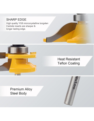 Juego de 3 brocas de enrutador Z.Hen 1/4" vástago para madera