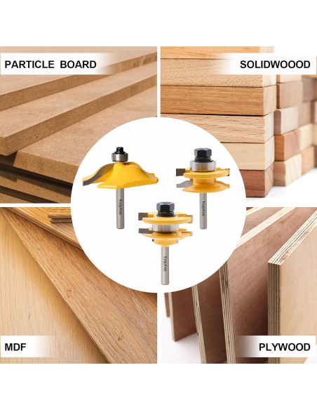 Juego de 3 brocas de enrutador Z.Hen 1/4" vástago para madera