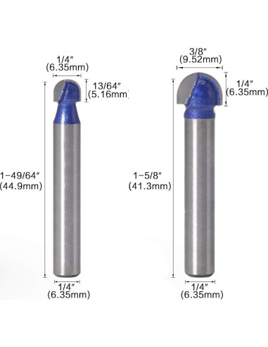 Juego de 4 fresas de caja Eyech 1/4" a 1/2" para madera
