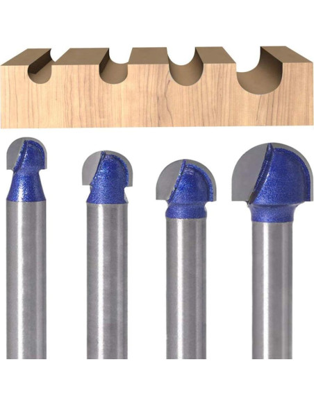 Juego de 4 fresas de caja Eyech 1/4" a 1/2" para madera