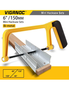 Sierra de arco mini Viganoc 150 mm con bloque de inglete 2