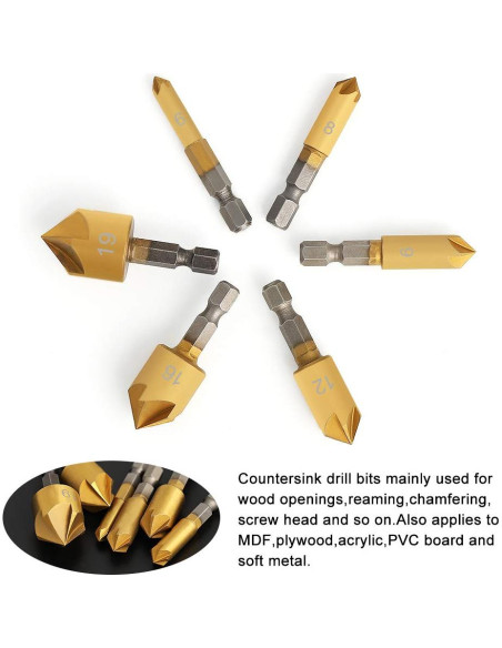 Juego de Brocas Avellanadoras COMOWARE - 7 Piezas para Madera