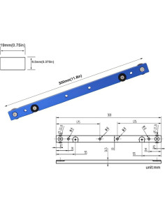 Barra de Inglete KETIPED 300mm Azul para Sierra de Mesa 2