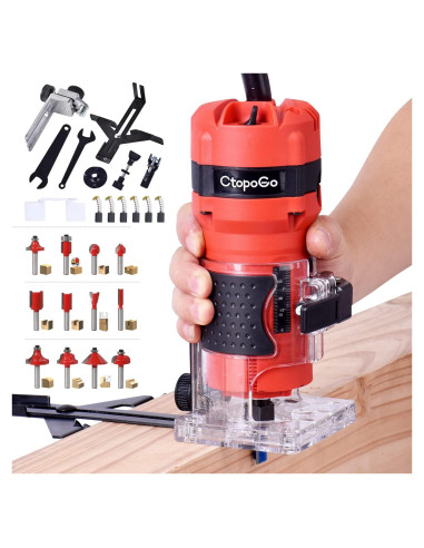Router Compacto CtopoGo 800W con 12 Puntas para Madera