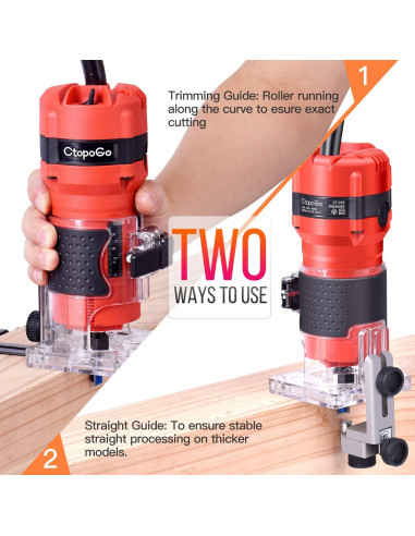 Router Compacto CtopoGo 800W con 12 Puntas para Madera